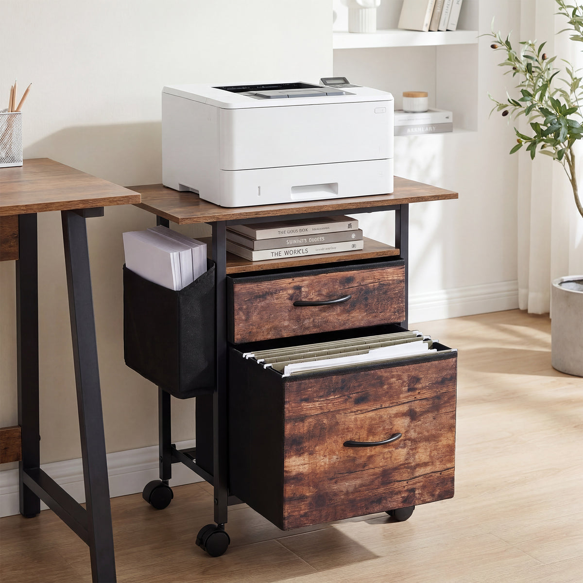 Giantex 2-Drawer Mobile File Cabinet, Rolling Printer Stand with Extended Tabletop
