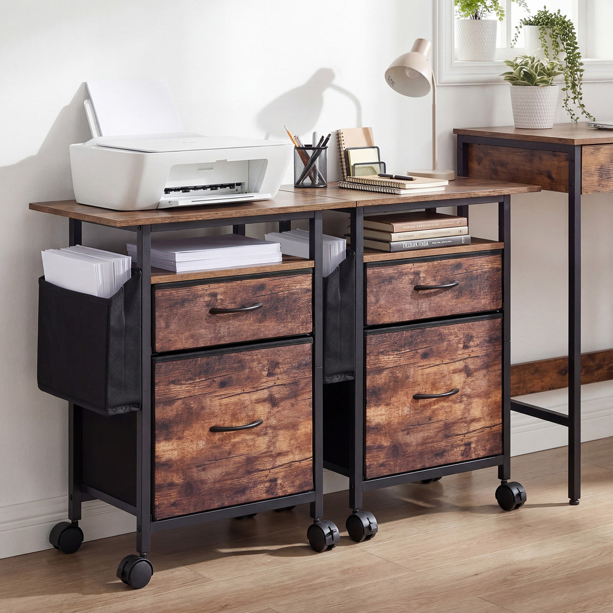 Giantex 2-Drawer Mobile File Cabinet, Rolling Printer Stand with Extended Tabletop