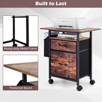 Giantex 2-Drawer Mobile File Cabinet, Rolling Printer Stand with Extended Tabletop