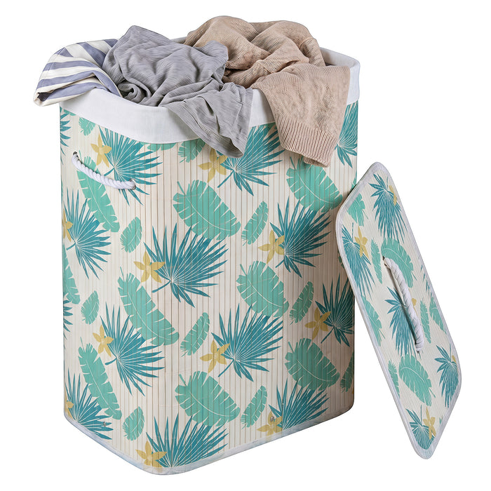 72 L Bamboo Hamper with Lid and Liner for Laundry Room or Bedroom