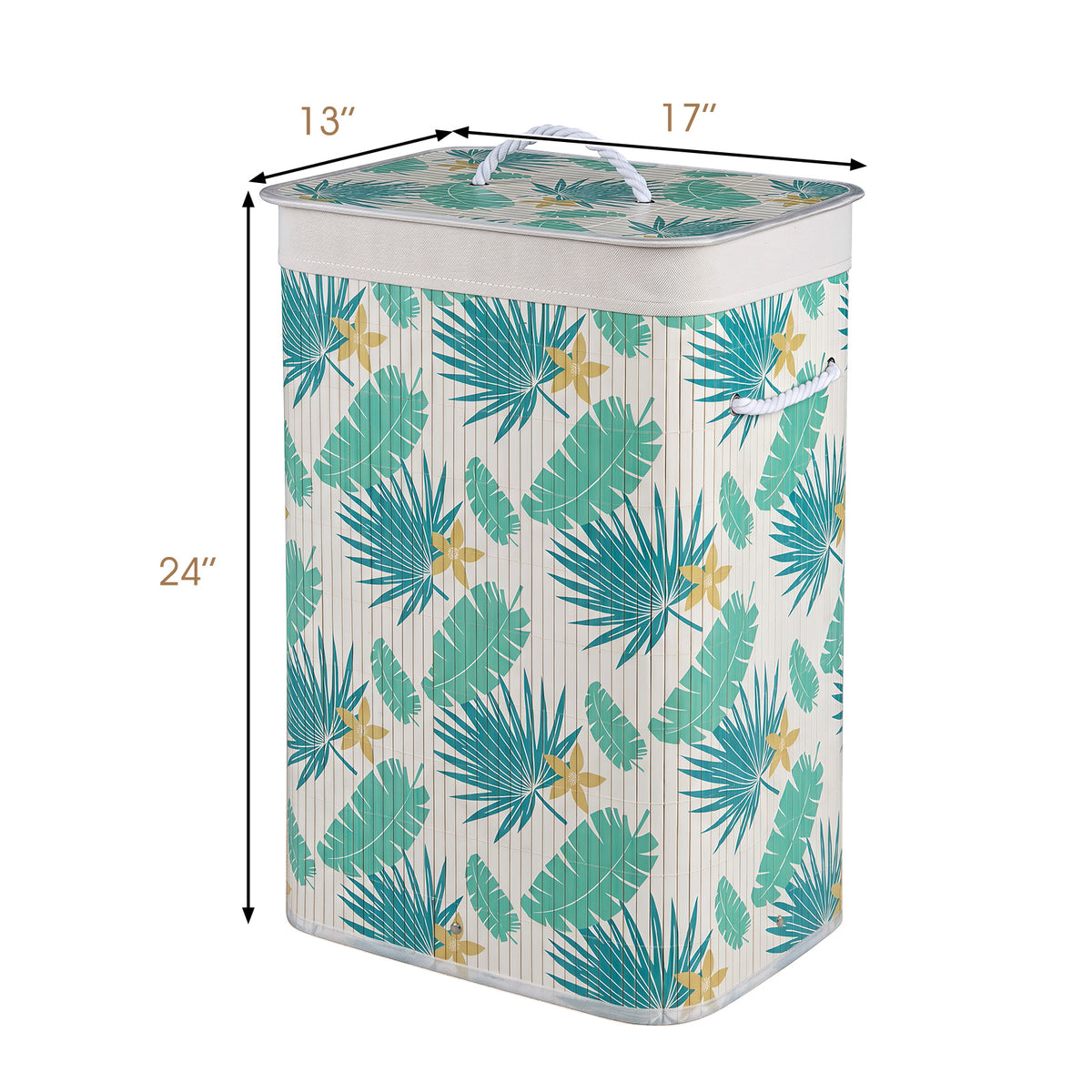 72 L Bamboo Hamper with Lid and Liner for Laundry Room or Bedroom