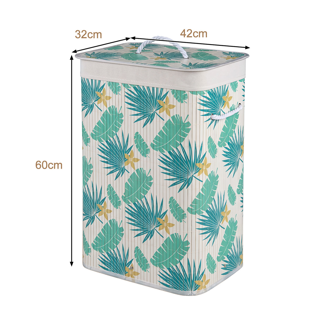 72 L Bamboo Hamper with Lid and Liner for Laundry Room or Bedroom