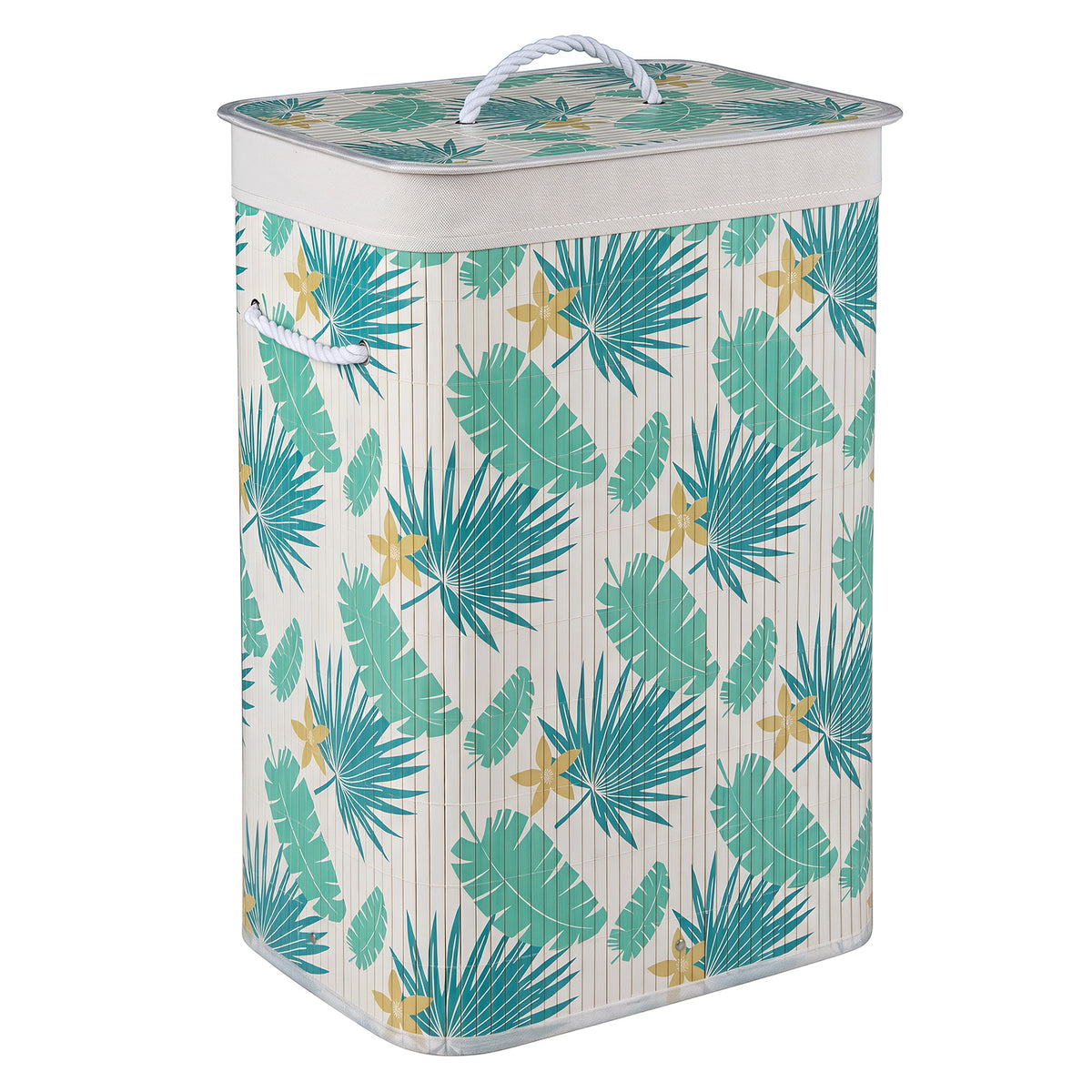 72 L Bamboo Hamper with Lid and Liner for Laundry Room or Bedroom