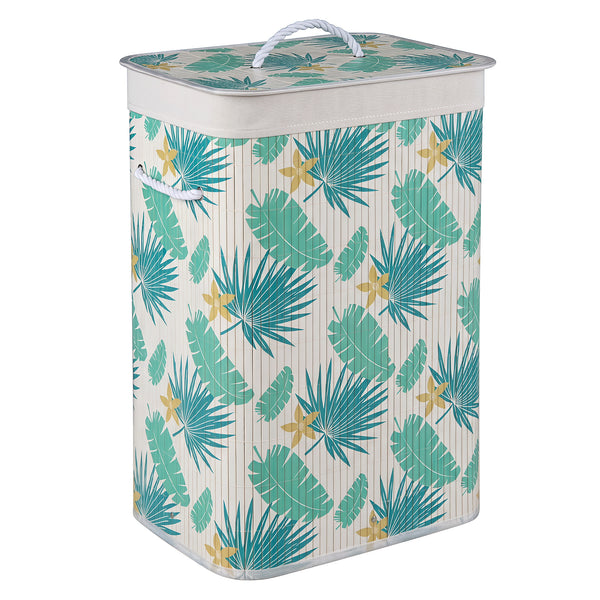 72 L Bamboo Hamper with Lid and Liner for Laundry Room or Bedroom