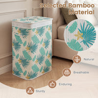 72 L Bamboo Hamper with Lid and Liner for Laundry Room or Bedroom