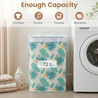 72 L Bamboo Hamper with Lid and Liner for Laundry Room or Bedroom