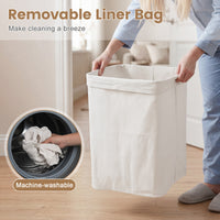 72 L Bamboo Hamper with Lid and Liner for Laundry Room or Bedroom