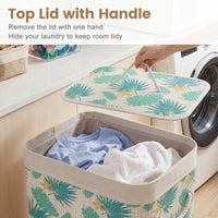 72 L Bamboo Hamper with Lid and Liner for Laundry Room or Bedroom