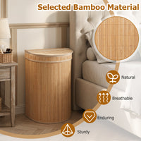 60 L Bamboo Hamper with Zipper Lid and Liner for Laundry Room