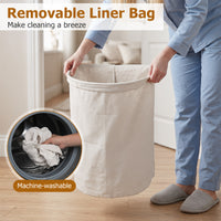 60 L Bamboo Hamper with Zipper Lid and Liner for Laundry Room