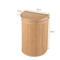 60 L Bamboo Hamper with Zipper Lid and Liner for Laundry Room