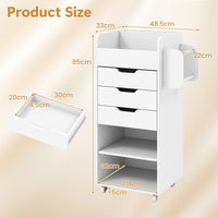 Giantex Rolling Craft Storage Cart, Utility Cart w/ 3 Drawers, 3 Shelves, 3 Slots & 2 Dowels, White