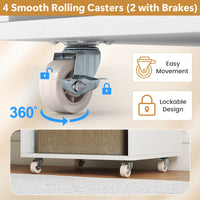 Giantex Rolling Craft Storage Cart, Utility Cart w/ 3 Drawers, 3 Shelves, 3 Slots & 2 Dowels, White
