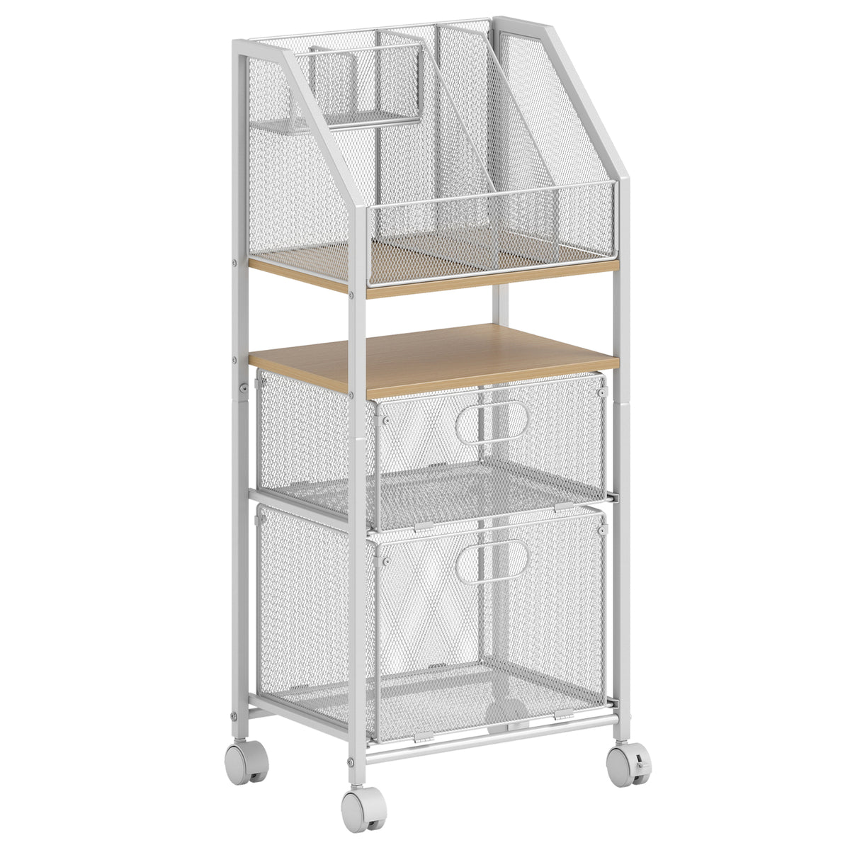 Rolling File Utility Cart with 2 Drawers and Lockable Wheels for Home Office