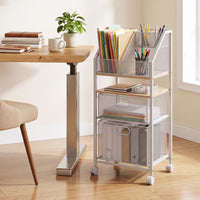 Rolling File Utility Cart with 2 Drawers and Lockable Wheels for Home Office