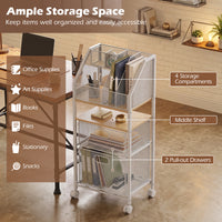 Rolling File Utility Cart with 2 Drawers and Lockable Wheels for Home Office