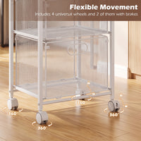 Rolling File Utility Cart with 2 Drawers and Lockable Wheels for Home Office