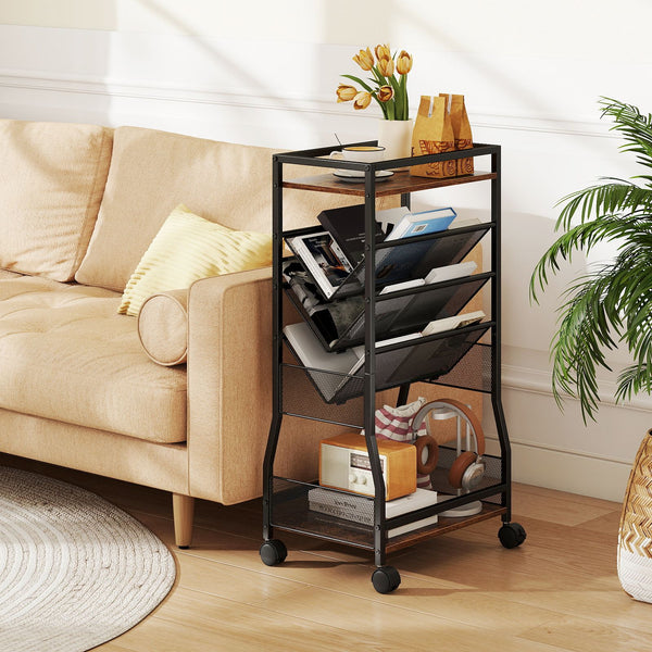 Rolling File Utility Cart with 2 Drawers and Wooden Top for Home Office