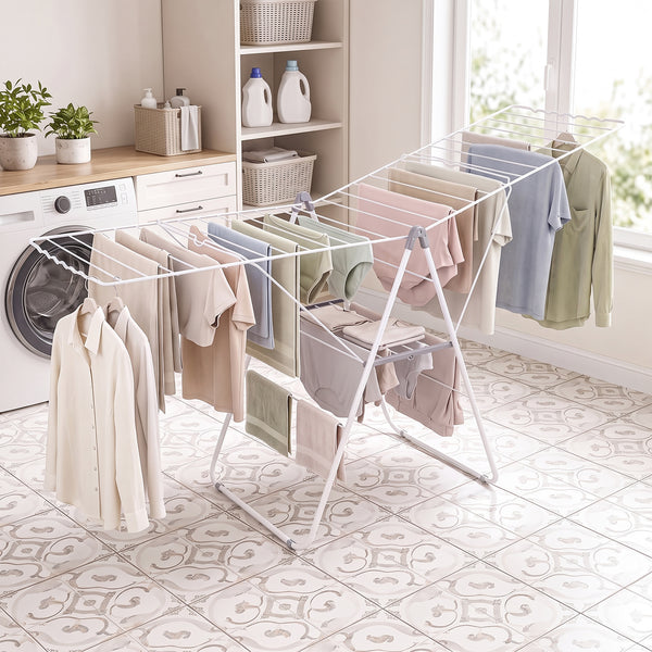GIANTEX 178CM Wide Clothes Drying Rack w/11-Level Adjustable Height