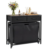 2-in-1 Laundry Basket Organizer with 3 Sections and Wheels