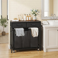 2-in-1 Laundry Basket Organizer with 3 Sections and Wheels