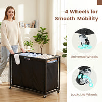 2-in-1 Laundry Basket Organizer with 3 Sections and Wheels