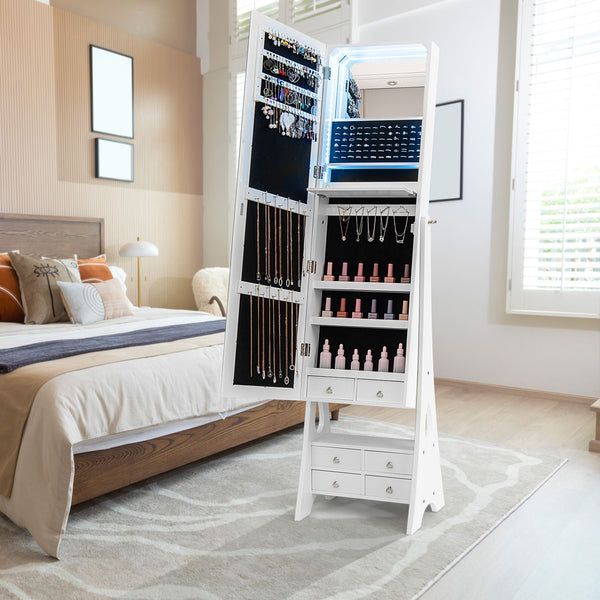 Jewelry Mirror Armoire with Adjustable Tilt Angle and Large Capacity