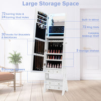 Jewelry Mirror Armoire with Adjustable Tilt Angle and Large Capacity