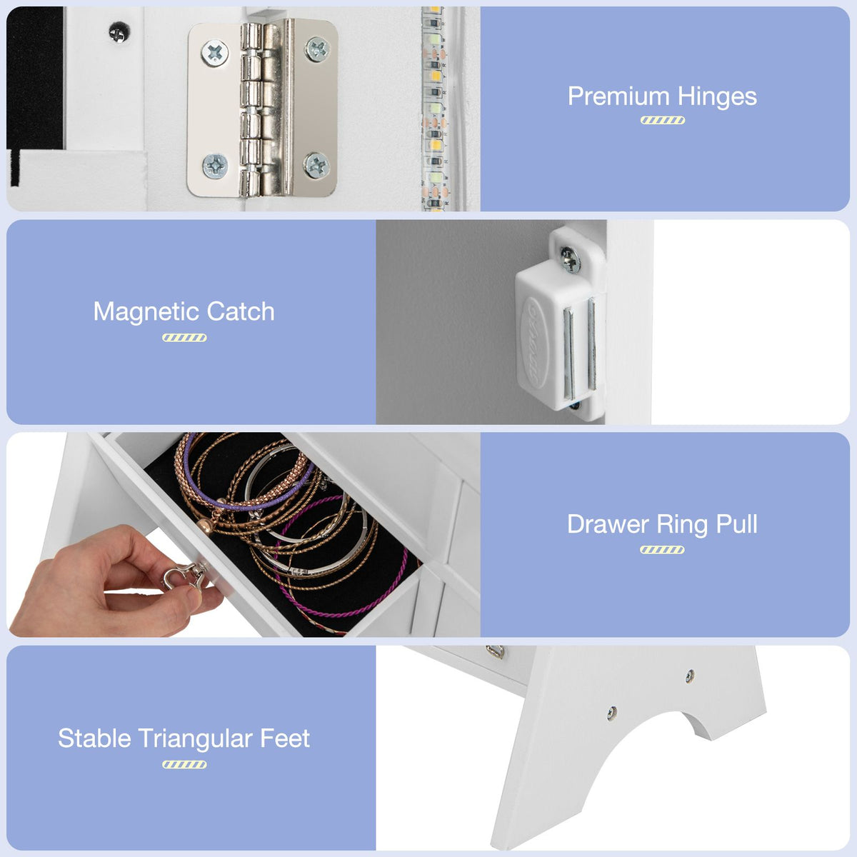 Jewelry Mirror Armoire with Adjustable Tilt Angle and Large Capacity