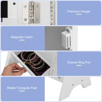 Jewelry Mirror Armoire with Adjustable Tilt Angle and Large Capacity