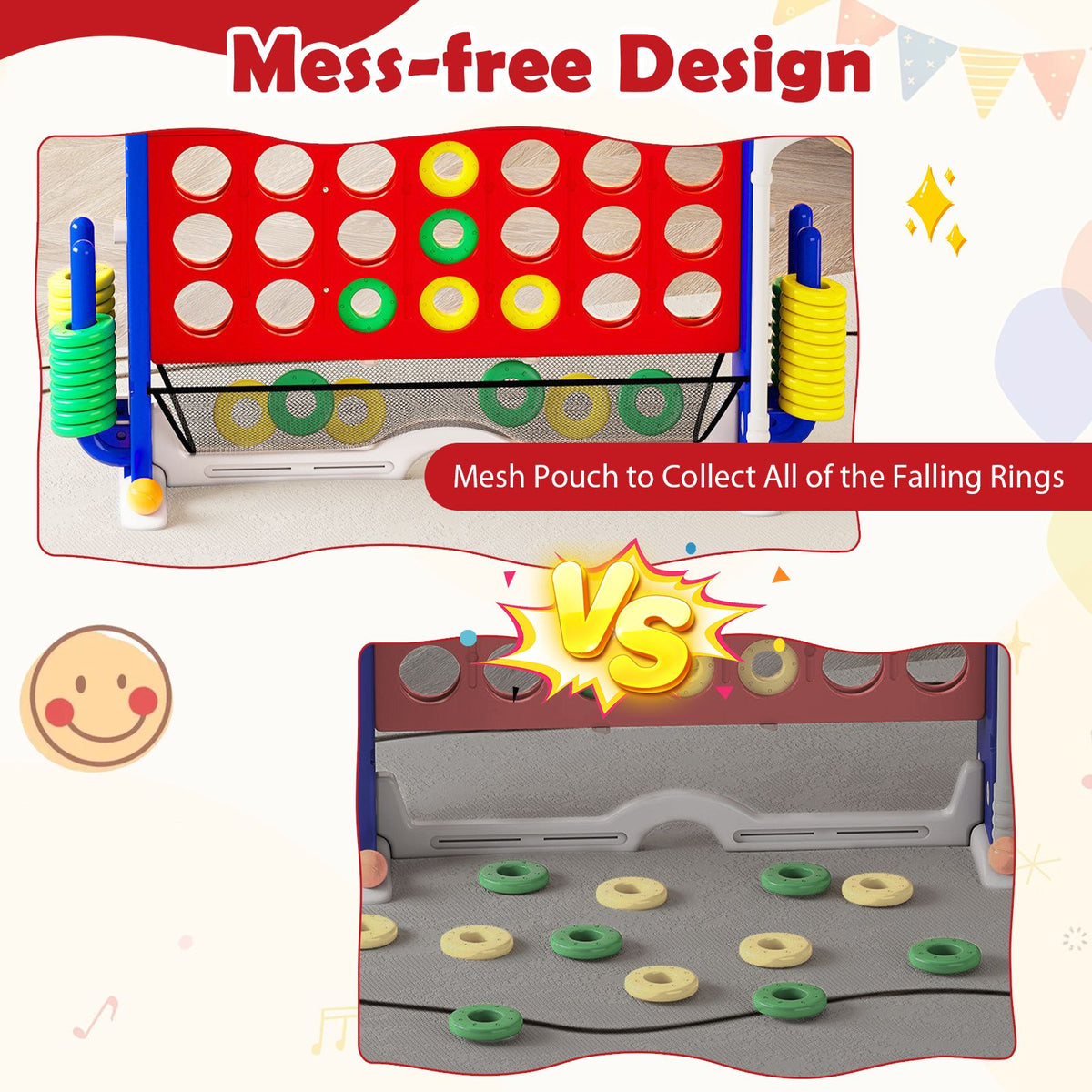 Jumbo 4-to-Score Game with Ring-toss and Basketball for Parties