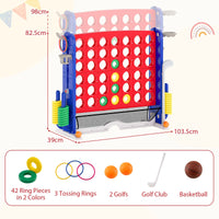 Jumbo 4-to-Score Game with Ring-toss and Basketball for Parties