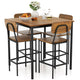 Giantex 5-Piece Dining Bar Table Set, 4 Person Kitchen Breakfast Table Set with Steel Frame , Walnut
