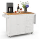 Giantex Kitchen Island Cart, Large Trolley Cart w/ Drop-Leaf Tabletop, Large Cabinet, 3 Drawers, Spice Rack, Towel Rack, Rolling Serving Trolley Cabinet
