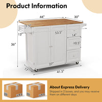 Giantex Kitchen Island Cart, Large Trolley Cart w/ Drop-Leaf Tabletop, Large Cabinet, 3 Drawers, Spice Rack, Towel Rack, Rolling Serving Trolley Cabinet