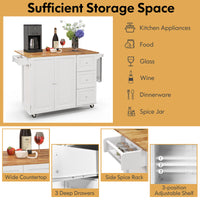 Giantex Kitchen Island Cart, Large Trolley Cart w/ Drop-Leaf Tabletop, Large Cabinet, 3 Drawers, Spice Rack, Towel Rack, Rolling Serving Trolley Cabinet