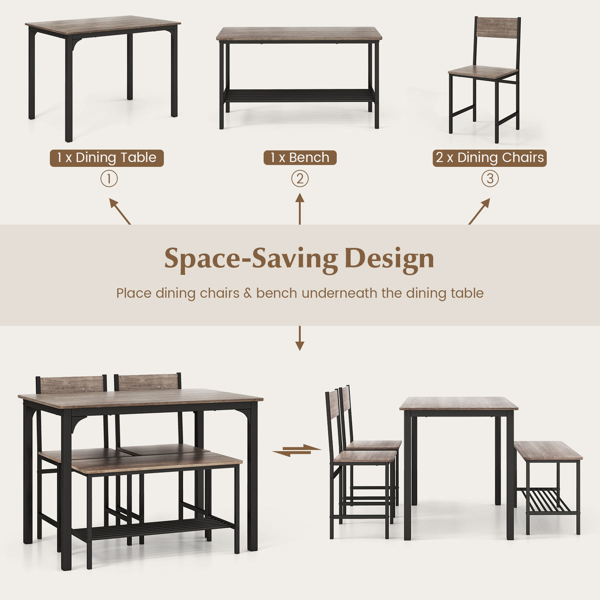 Giantex 4-Piece Dining Table & Chair Set