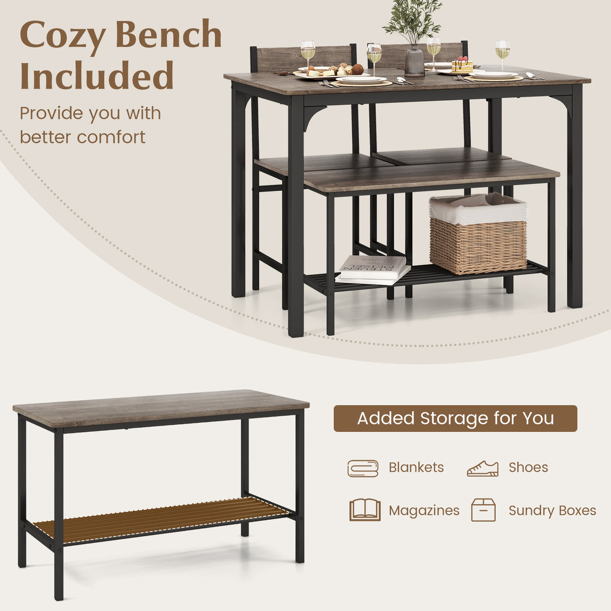 Giantex 4-Piece Dining Table & Chair Set