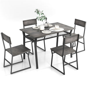 Giantex 5 Piece Dining Table Set Industrial Rectangular Kitchen Table with 4 Chairs