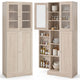 Giantex Tall Buffet Sideboard, Kitchen Pantry Cabinet with Dual Tempered Glass Doors & Shelves