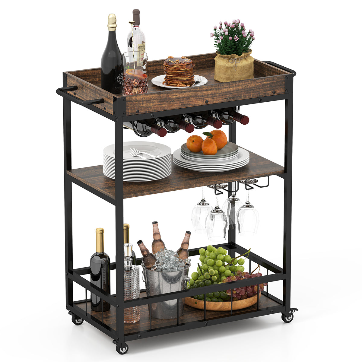 Giantex Kitchen Cart on Wheels, Bar Cart