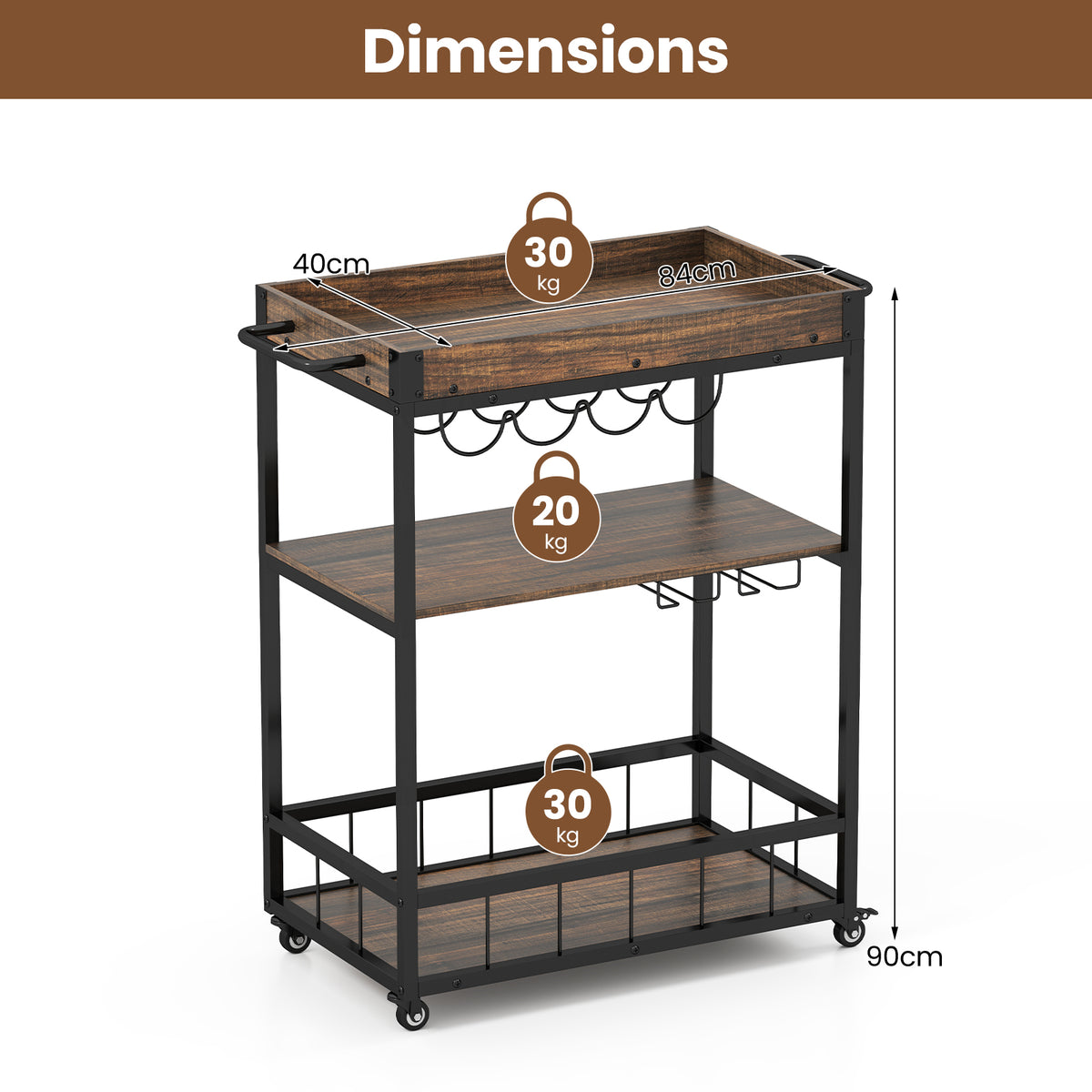 Giantex Kitchen Cart on Wheels, Bar Cart