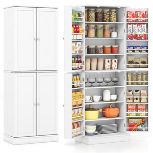 Giantex Kitchen Pantry Cabinet, 167 CM Freestanding Tall Buffet Cupboard w/Two 4-Tier Cabinets