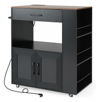 Giantex Kitchen Island Trolley, Rolling Kitchen Serving Trolley w/ 3 Spice Racks, Drawer, Open Shelf & Large Cabinet