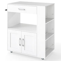 Giantex Kitchen Island Trolley, Rolling Kitchen Serving Trolley w/ 3 Spice Racks, Drawer, Open Shelf & Large Cabinet