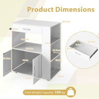 Giantex Kitchen Island Trolley, Rolling Kitchen Serving Trolley w/ 3 Spice Racks, Drawer, Open Shelf & Large Cabinet