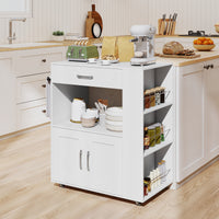 Giantex Kitchen Island Trolley, Rolling Kitchen Serving Trolley w/ 3 Spice Racks, Drawer, Open Shelf & Large Cabinet