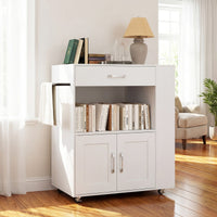 Giantex Kitchen Island Trolley, Rolling Kitchen Serving Trolley w/ 3 Spice Racks, Drawer, Open Shelf & Large Cabinet