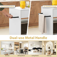Giantex Kitchen Island Trolley, Rolling Kitchen Serving Trolley w/ 3 Spice Racks, Drawer, Open Shelf & Large Cabinet