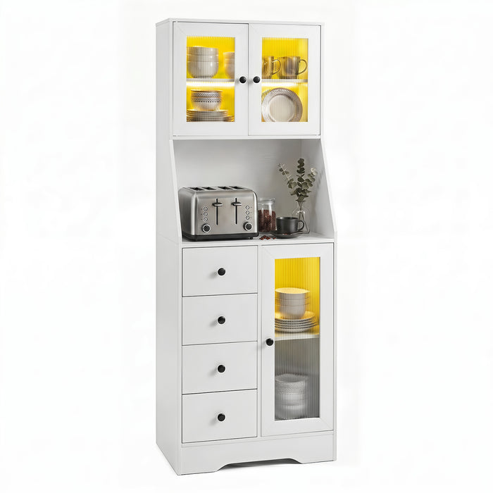 Giantex 163CM Tall Kitchen Pantry Cabinet, Freestanding Coffee Bar Cabinet